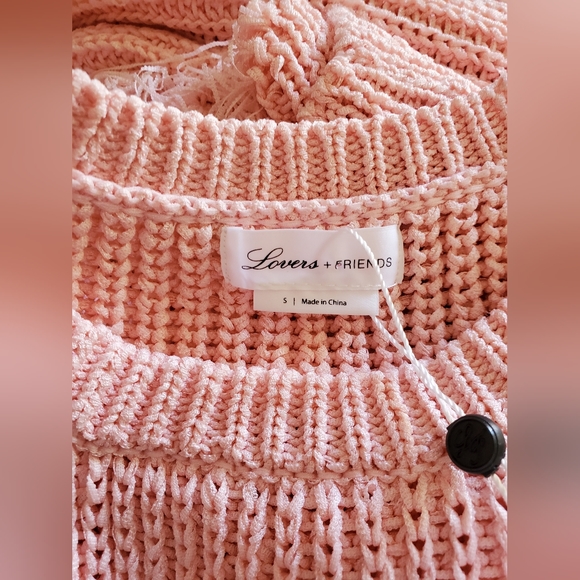 Lovers + Friends Lansel Distressed Hem Sweater In Pink NWT Size S Boho Chic - Picture 6 of 10